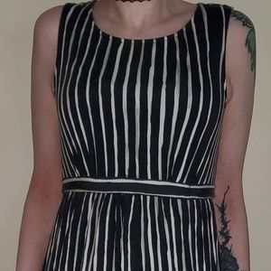 Black And White Striped Casual Sundress